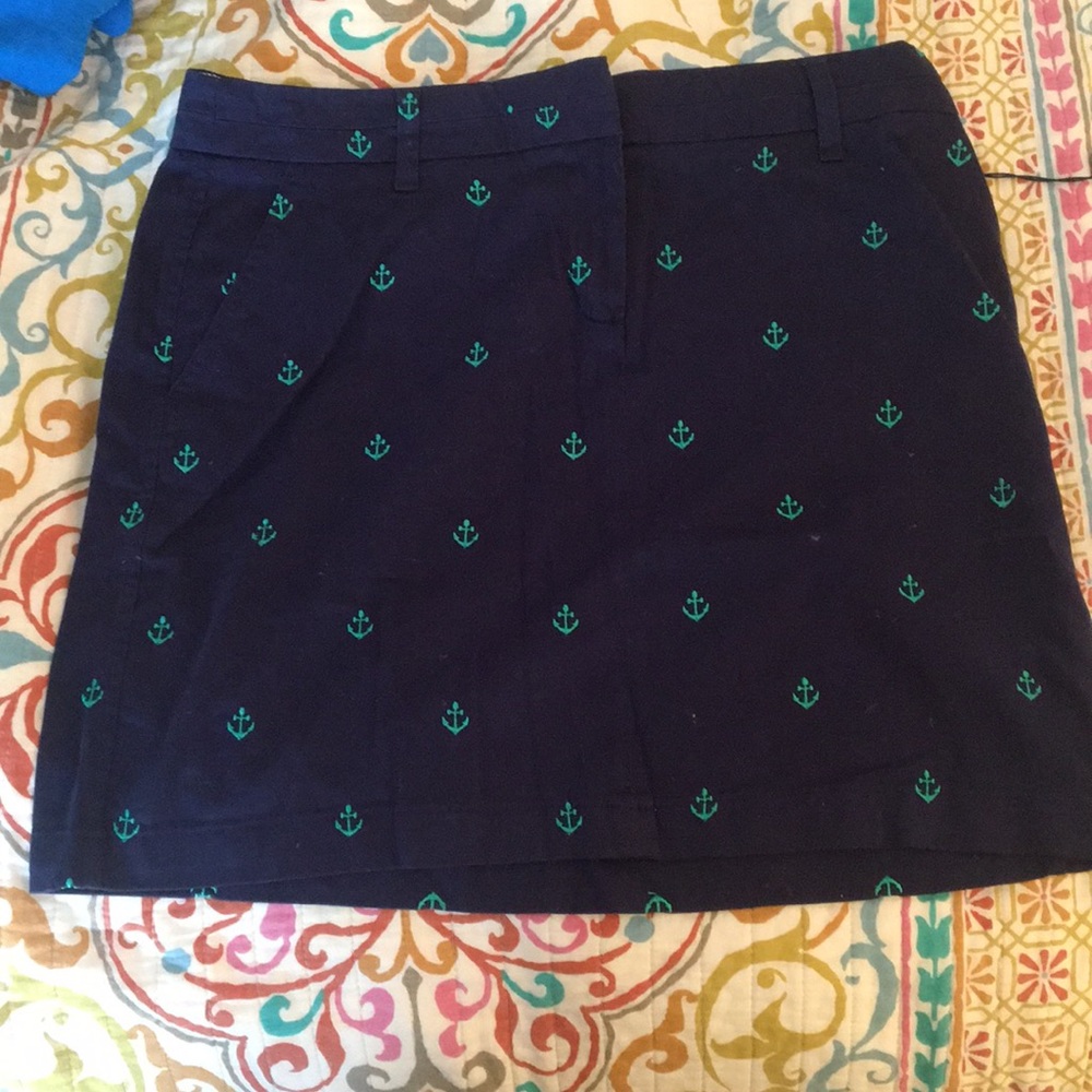 Navy blue skirt with green anchors!